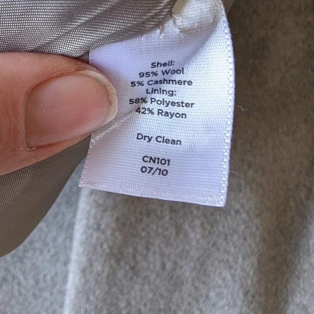 Talbots Women's Wool Cashmere Double‎ Breasted Gray Peacoat- Size 14